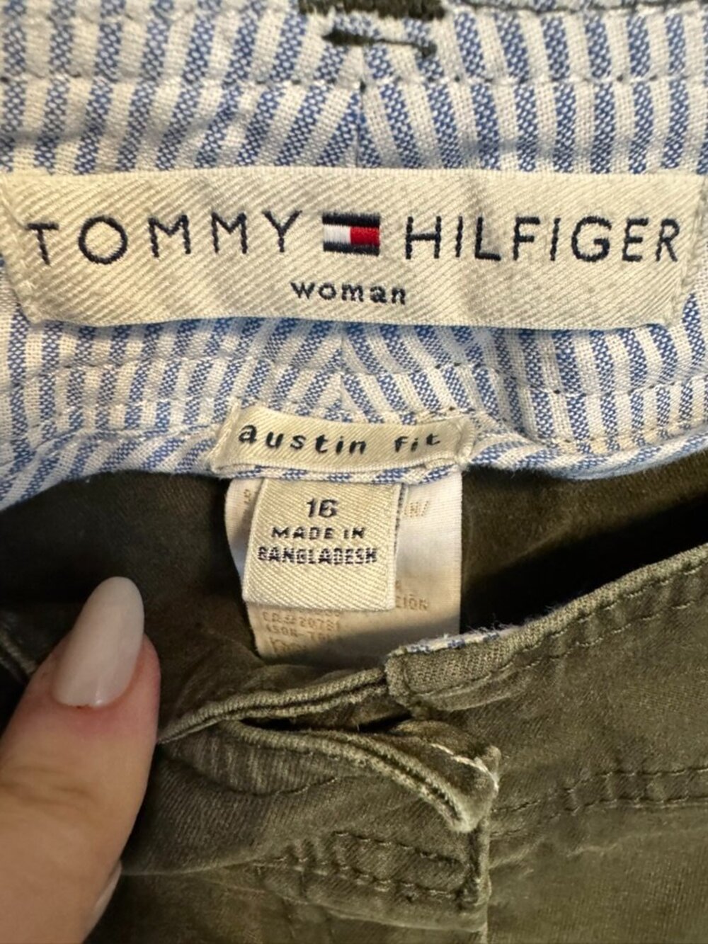 Tommy Hilfiger Women Austin Fit Olive Green Trouser 16 Preppy Outdoor - Picture 4 of 7